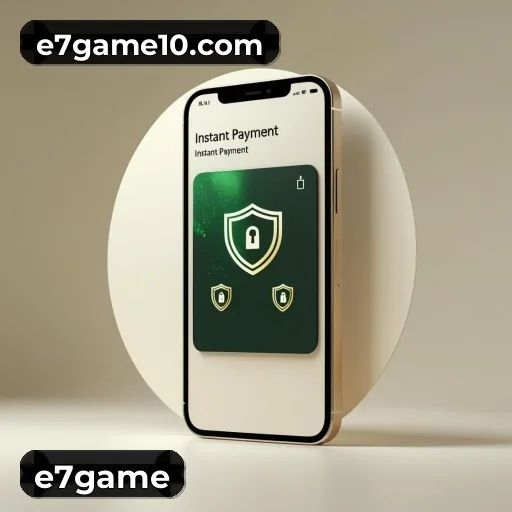 App e7game para iOS e Android — interface mobile, login biométrico e PIX integrado